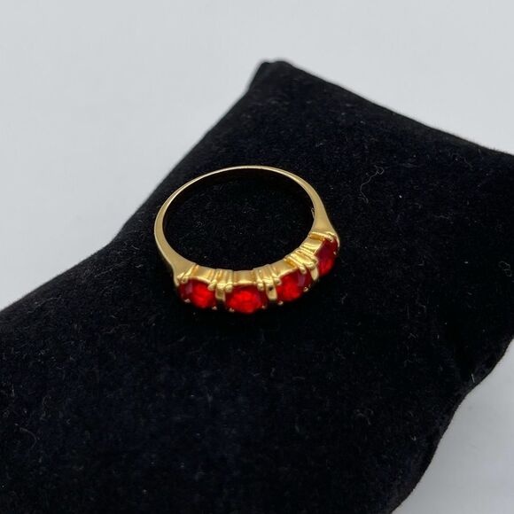 Gold Plated Ring w/ Lab created Faux Ruby - Picture 1 of 5